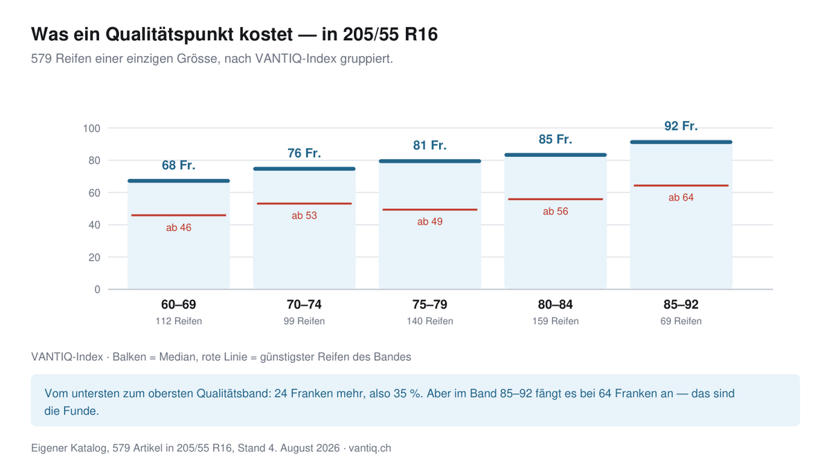 Eine Grösse, 579 Reifen, 46 bis 313 Franken: Was in 205/55 R16 wirklich steckt
